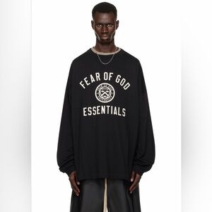 Fear of God ESSENTIALS Black Jersey Long Sleeve T-shirt, size M